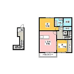 アンシャンテ憩B 2DKの間取図画像