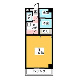 メゾンベルフルール 1Kの間取図画像