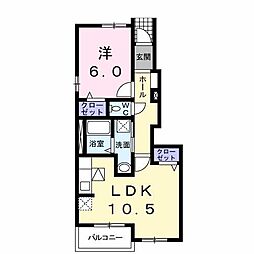 オレンジハウスB 1LDKの間取図画像