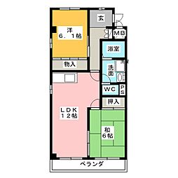 ルミエール'96 2LDKの間取図画像