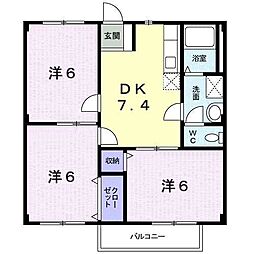 ニューシティ塩田町B 3DKの間取図画像