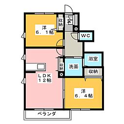 パルケカーサ新舞子 2LDKの間取図画像