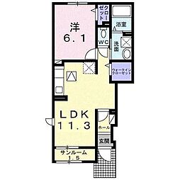 アヴェクトワ 1LDKの間取図画像