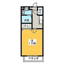プリア 1Kの間取図画像