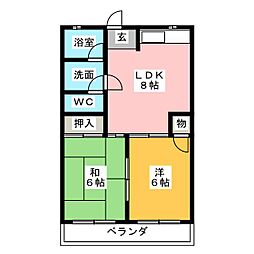 エステート早川 2LDKの間取図画像