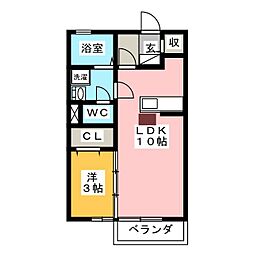 エルコーポB棟 1LDKの間取図画像