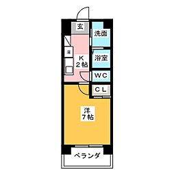 Raffine多屋3 1Kの間取図画像