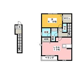パーシモン 1LDKの間取図画像