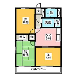 第2ファミール新海 3DKの間取図画像