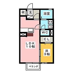 エスポワールA 1LDKの間取図画像
