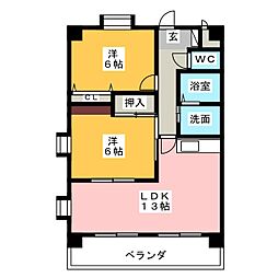 メゾンルクソール 2LDKの間取図画像