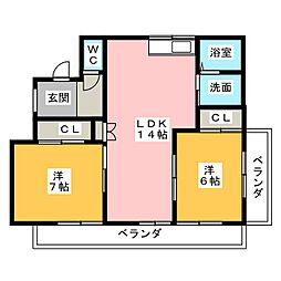 WISTERIA 2LDKの間取図画像