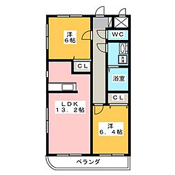 コンフォートパレス 2LDKの間取図画像
