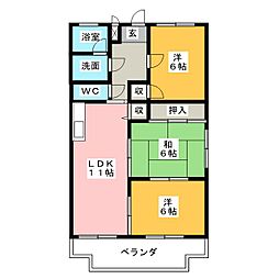 ハイツオークス 3LDKの間取図画像