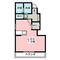 パルスクエア1 ワンルームの間取図画像