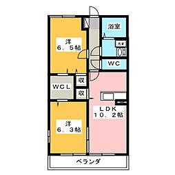 MAISONDEPALMC 2LDKの間取図画像