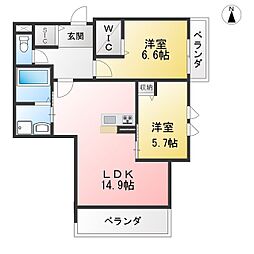 LA・room 栄 2LDKの間取図画像