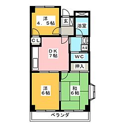 リンピアリリー 3DKの間取図画像