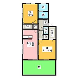 ドミール智C 2LDKの間取図画像