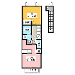 グランアンジュB棟 1LDKの間取図画像