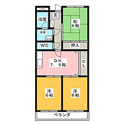エスポワール武藤 3DKの間取図画像