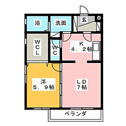 VALENTINE 1LDKの間取図画像