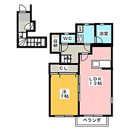 アスピリアサミューゼ 1LDKの間取図画像