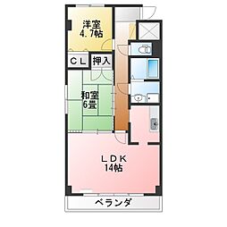 ピュアトーカイ 2LDKの間取図画像