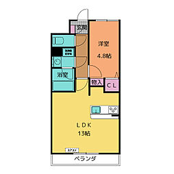 コペッツ桃山 2階1LDKの間取り