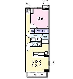 第2ファミール豊明 1階1LDKの間取り