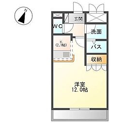 ステージ燦々 2階1Kの間取り