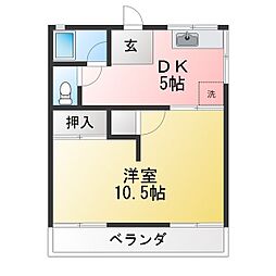 コーポたから 1DKの間取図画像