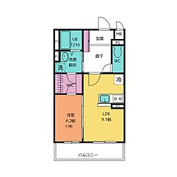 LIen 1階1LDKの間取り