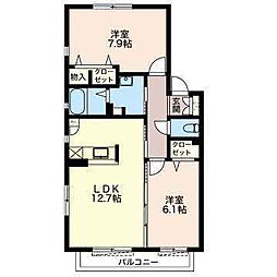 さくら館A 2LDKの間取図画像
