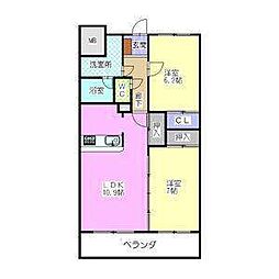 グランディール中京 2LDKの間取図画像