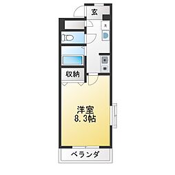 ドゥエルアーバン 1Kの間取図画像