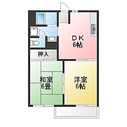レジデンス梶野2 2DKの間取図画像