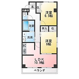 ファヴォール豊明A棟 2LDKの間取図画像