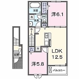 ベント ルクス 2LDKの間取図画像