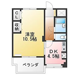 ハッピービル 1DKの間取図画像