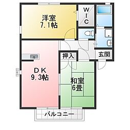 ウッディー・6 2DKの間取図画像
