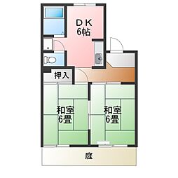 ラフォーレ西川 2DKの間取図画像