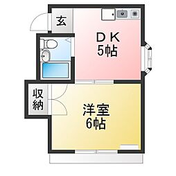 コスモハイツ 1DKの間取図画像