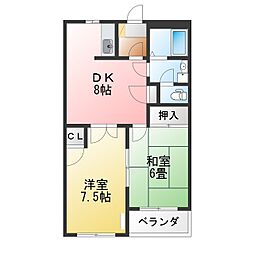 ザ・レジデンス豊明 2DKの間取図画像