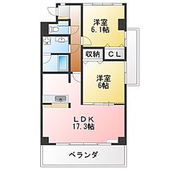 メゾン茶屋浦 2LDKの間取図画像