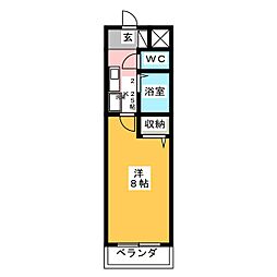 アスコット瀬戸口 4階1Kの間取り