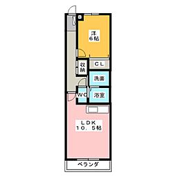 アンフィニ 2階1LDKの間取り