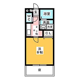 ダイワレジデンス北山口 1階1Kの間取り