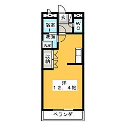 ポプラハウス 1階ワンルームの間取り