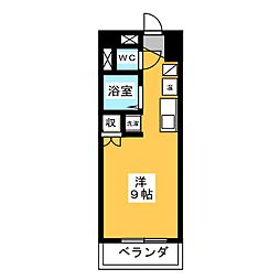 フロイデミーツV 4階ワンルームの間取り